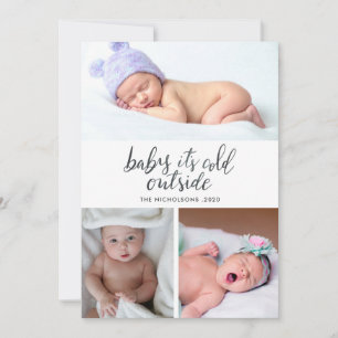 Baby dess Kall utanför handskrivet Helgdag-foto Julkort