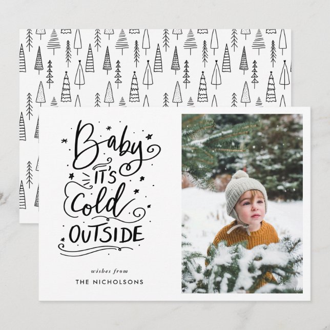 Baby dess Kall utanför handskrivet skriptfoto Inbjudningar (Fram/baksida)