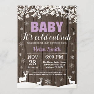 Baby dess Kall utanför Hjort Winter Girl Baby Show Inbjudningar