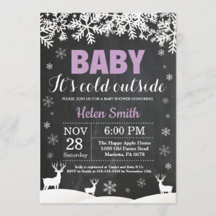 Baby dess Kall utanför Hjort Winter Girl Baby Show Inbjudningar