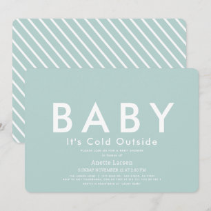 Baby dess Kall utanför minimalistblått babyskor Inbjudningar