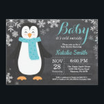 Baby dess Kall utanför Penguin Aqua Baby Shower Inbjudningar<br><div class="desc">Baby dess Kall utanför Penguin Aqua Baby Shower-inbjudan. Pojken eller Flickbabyskans inbjudan. Baby Penguin. Winter Helgdag Baby Shower Inbjudan. Aqua och White Snöflingor. Bakgrund till kretskort.
Om du vill göra ytterligare anpassningar klickar du på knappen Anpassa och användor verktygen som är utformat för att ändra mallen.</div>
