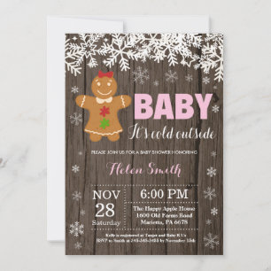 Baby dess Kall utanför Pepparkaksgubbens babyskor Inbjudningar