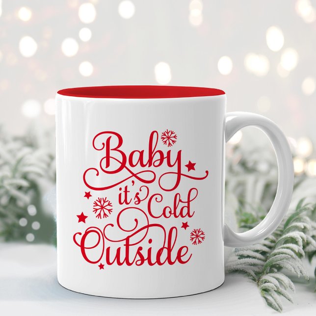 Baby dess Kall utanför Red Script Helgdag Två-Tonad Mugg (Skapare uppladdad)