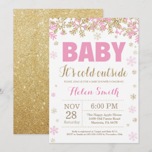Baby dess Kall utanför Rosa Guld Girl Baby Shower Inbjudningar