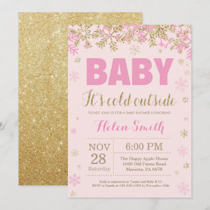 Baby dess Kall utanför Rosa Guld Girl Baby Shower Inbjudningar