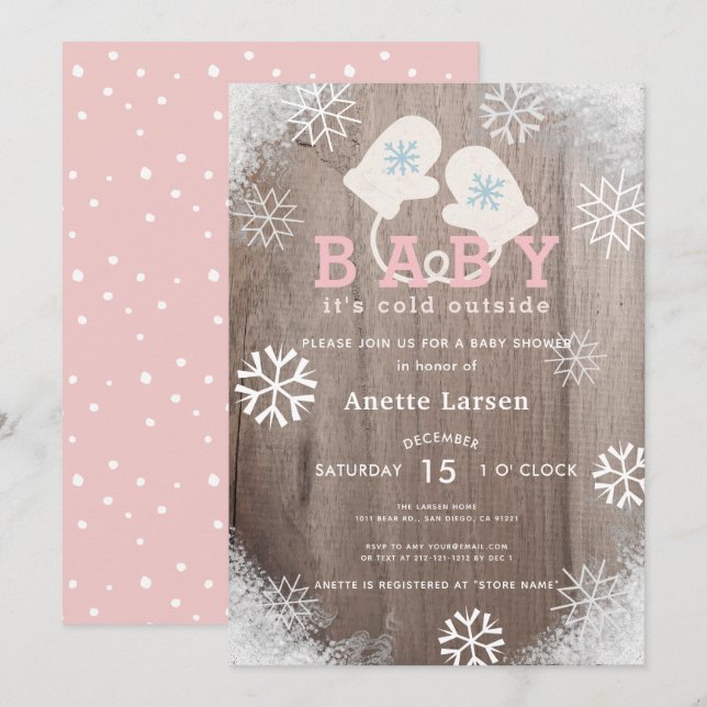 Baby dess Kall utanför Rosa Shower-inbjudan Inbjudningar (Fram/baksida)
