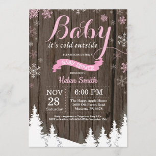 Baby dess Kall utanför Rustic Winter Baby Shower Inbjudningar