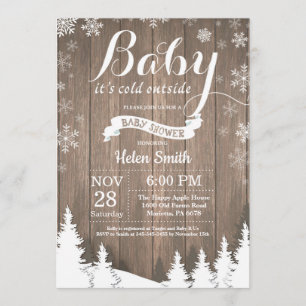 Baby dess Kall utanför Rustic Winter Baby Shower Inbjudningar