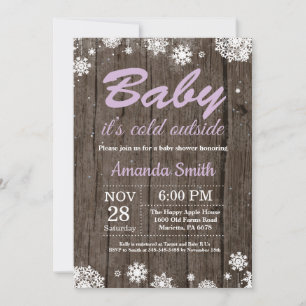 Baby dess Kall utanför Rustic Winter Baby Shower Inbjudningar