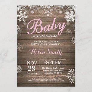 Baby dess Kall utanför Rustic Winter Baby Shower Inbjudningar