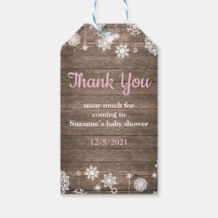 Baby dess Kall utanför Rustic Winter Baby Shower Presentetikett