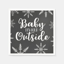Baby dess Kall utanför Silver Vinter Baby Shower Pappersservett