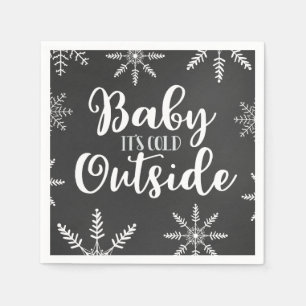 Baby dess Kall utanför Silver Vinter Baby Shower Pappersservett