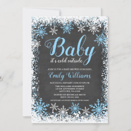 Baby dess Kall utanför Snö Winter Boy Baby Shower Inbjudningar