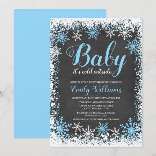 Baby dess Kall utanför Snö Winter Boy Baby Shower Inbjudningar