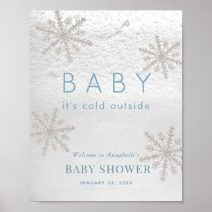 Baby dess Kall utanför snöflingan Blue Baby Shower Poster