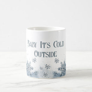 Baby dess kall utanför Snöflingor Blue Kaffemugg