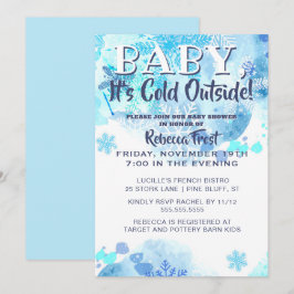 Baby dess Kall utanför Snöflingor Blue Shower Inbjudningar