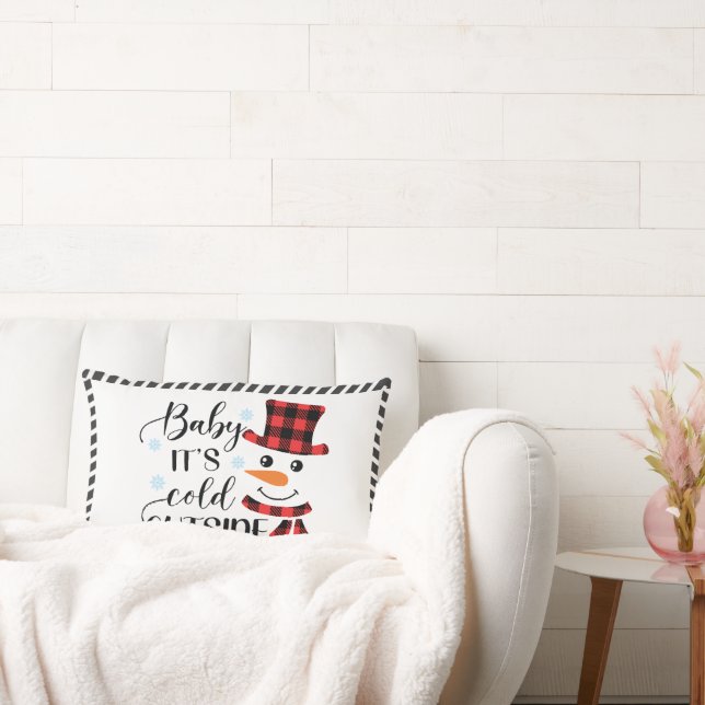 Baby dess Kall utanför Typografi Snögubbe Helgdag Lumbarkudde (Soffa)