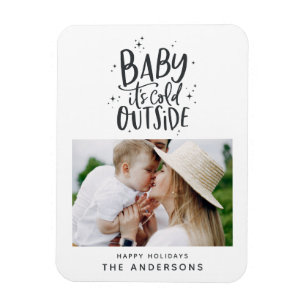 Baby dess kall utanför typografin julfoto magnet