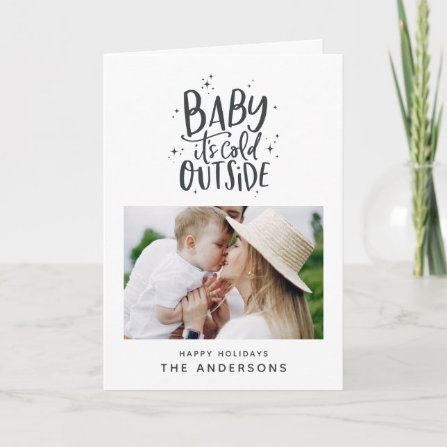 Baby dess kall utanför typografin julfoto meddelande (Framsida)