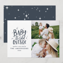 Baby dess kall utanför typografin julfoto spara datumet