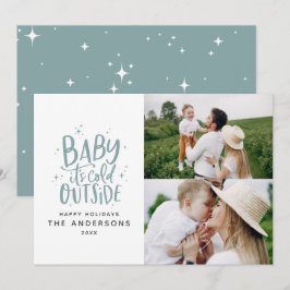 Baby dess kall utanför typografin julfoto spara datumet