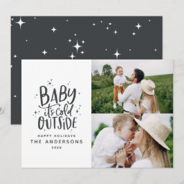 Baby dess kall utanför typografin julfoto spara datumet