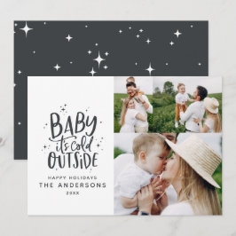 Baby dess kall utanför typografin julfoto spara datumet