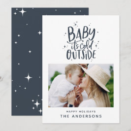 Baby dess kall utanför typografin julfoto spara datumet