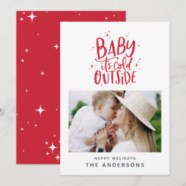 Baby dess kall utanför typografin julfoto spara datumet