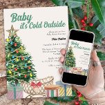 Baby dess Kall utanför Vintagens babyskor Inbjudningar<br><div class="desc">Vintage christmas babyduschinbjudan med texten "Baby är Kallet utanför". Den här vattenfärgsdesignen har en upplyst julgran, vagga och presenter med retrotypografi i en könsneutral palett i färg. Viktigt, snabbt och perfekt för den festliga julhelgen. Bläddra i Vintage-julsamlingen för matchande objekt eller meddela mig om du vill skapa de mallar du...</div>