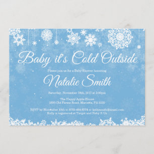 Baby dess Kall utanför Vinter Blue Boy Shower Inbjudningar