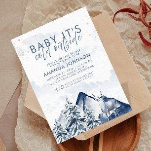 Baby dess Kall utanför vinter Evergreen Baby Showe Inbjudningar