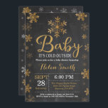 Baby dess Kall utanför Vinterbabyskor Inbjudningar<br><div class="desc">Baby dess Kall utanför Winter Baby Shower-inbjudan.Flickbarnskussinbjudan. Winter Helgdag Baby Shower Inbjudan. Guld och White Snöflingor. Bakgrund till kretskort.
Om du vill göra ytterligare anpassningar klickar du på knappen Anpassa och användor verktygen som är utformat för att ändra mallen.</div>
