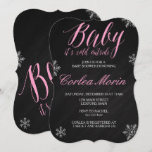 Baby dess Kall utanför vintertemat Shower Inbjudan