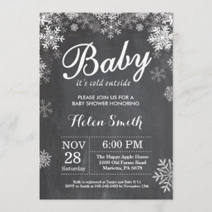 Baby dess Kall utanför Winter Baby Shower Inbjudningar