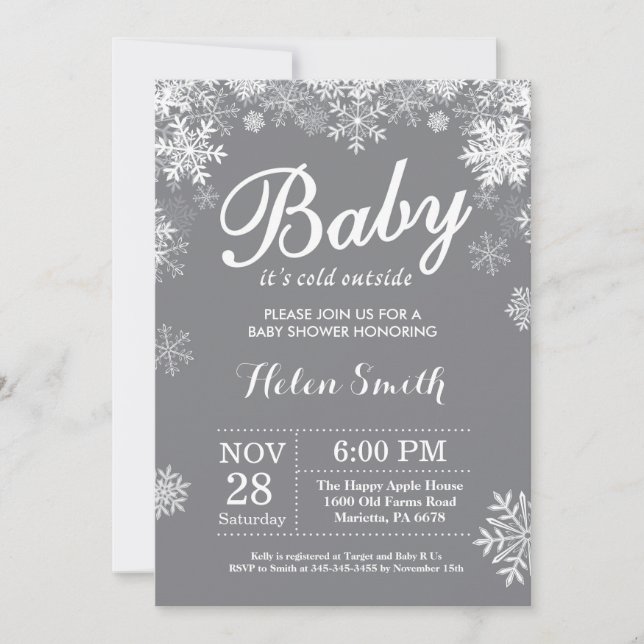 Baby dess Kall utanför Winter Baby Shower Inbjudningar (Framsida)