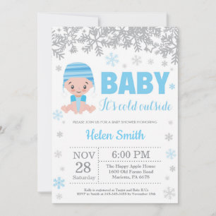 Baby dess Kall utanför Winter Blue Boy Shower Inbjudningar