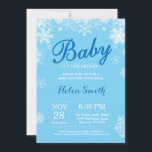 Baby dess Kall utanför Winter Blue Boy Shower Inbjudningar<br><div class="desc">Baby dess Kall utanför besöket för babyskor för vinter. Blå och vit snöflinga. Bjud in pojkbabyskor. Winter Helgdag Baby Shower Inbjudan. baby blue bakgrund. Om du vill göra ytterligare anpassningar klickar du på knappen "Anpassa" och användor verktyg som är utformat för att ändra mallen.</div>