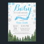 Baby dess Kall utanför Winter Blue Boy Shower Inbjudningar<br><div class="desc">Baby dess Kall utanför besöket för babyskor för vinter. Blue Snowflake. Bjud in pojkbabyskor. Winter Helgdag Baby Shower Inbjudan. Blå och Grått Silver Snöflingor. Vit bakgrund. Grönt Forest Träd. Om du vill göra ytterligare anpassningar klickar du på knappen "Anpassa" och användor verktyg som är utformat för att ändra mallen.</div>