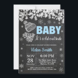 Baby dess Kall utanför Winter Boy Shower Inbjudningar<br><div class="desc">Baby dess Kall utanför Winter Boy Shower-inbjudan. Vit snöflummel. Baby dess kall utanför Baby Shower-inbjudan. Bjud in pojkbabyskor. Winter Helgdag Baby Shower Inbjudan. Julhögar och Handstrumpor. Bakgrund för kalkbord. Black and White. Om du vill göra ytterligare anpassningar klickar du på knappen "Anpassa" och användor verktyg som är utformat för att...</div>