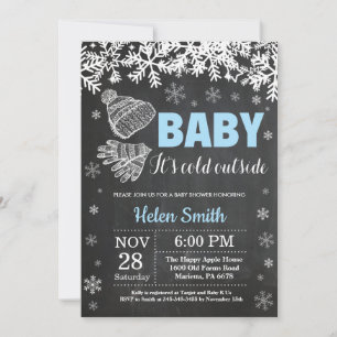 Baby dess Kall utanför Winter Boy Shower Inbjudningar