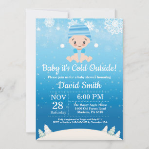 Baby dess Kall utanför Winter Boy Shower Inbjudningar