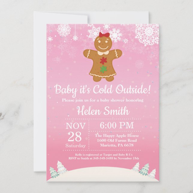 Baby dess Kall utanför Winter Girl Baby Shower Inbjudningar (Framsida)