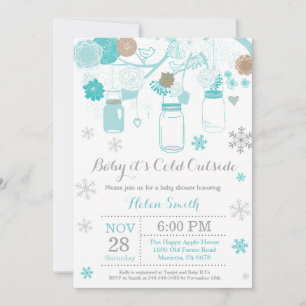 Baby dess Kall utanför Winter Mason Burk Baby Show Inbjudningar