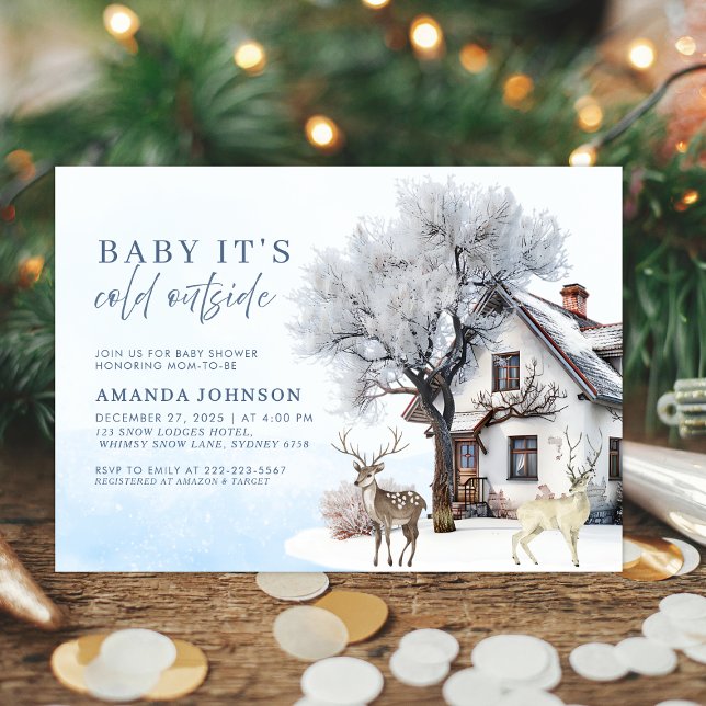 Baby dess Kall utanför Winter wonderland Baby Show Inbjudningar (Skapare uppladdad)