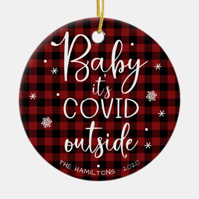 Baby Det är Covid utanför pandemier, fin jul Julgransprydnad Keramik (Framsidan)