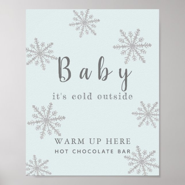 Baby Det är Kall Blue Hett Chocolate Pub Sign Poster (Framsidan)